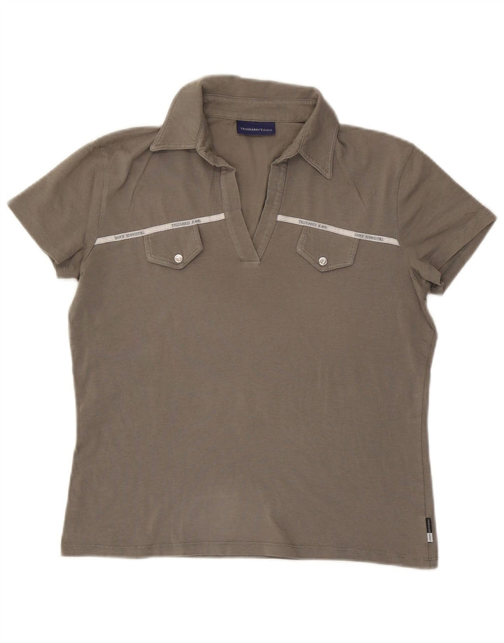 Trussardi Damen Poloshirt UK 14 Large Grau