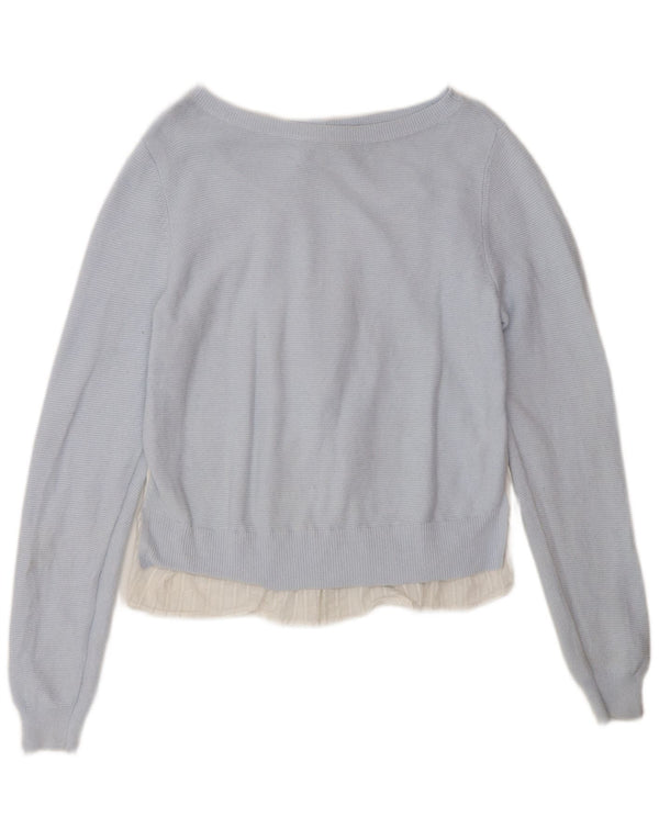 MINT VELVET Damen-Pullover mit U-Boot-Ausschnitt, UK 14, Mittelblau, Farbblock