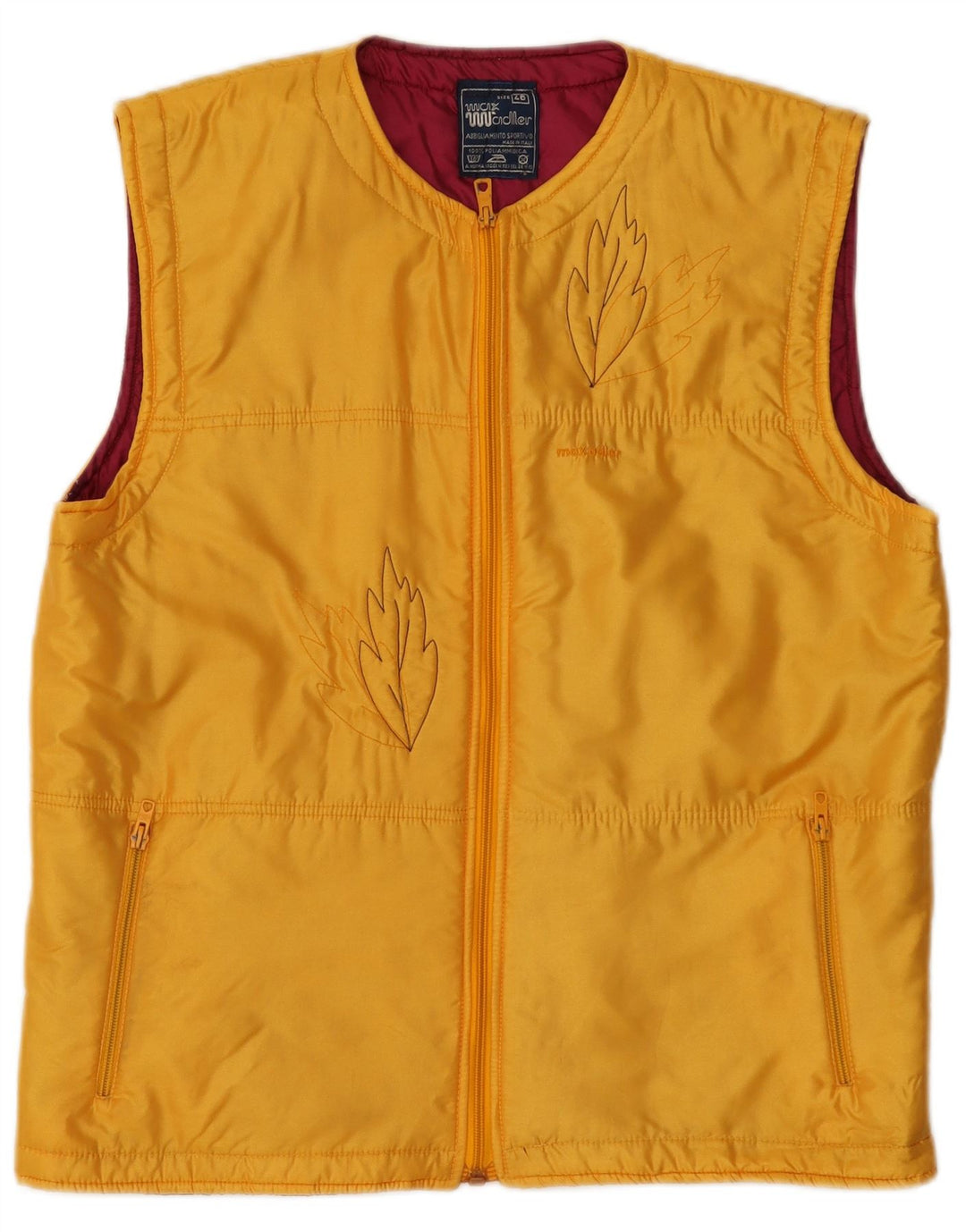 Vintage Damen Gilet IT 46 Großes gelbes Blumenmuster aus Polyamid
