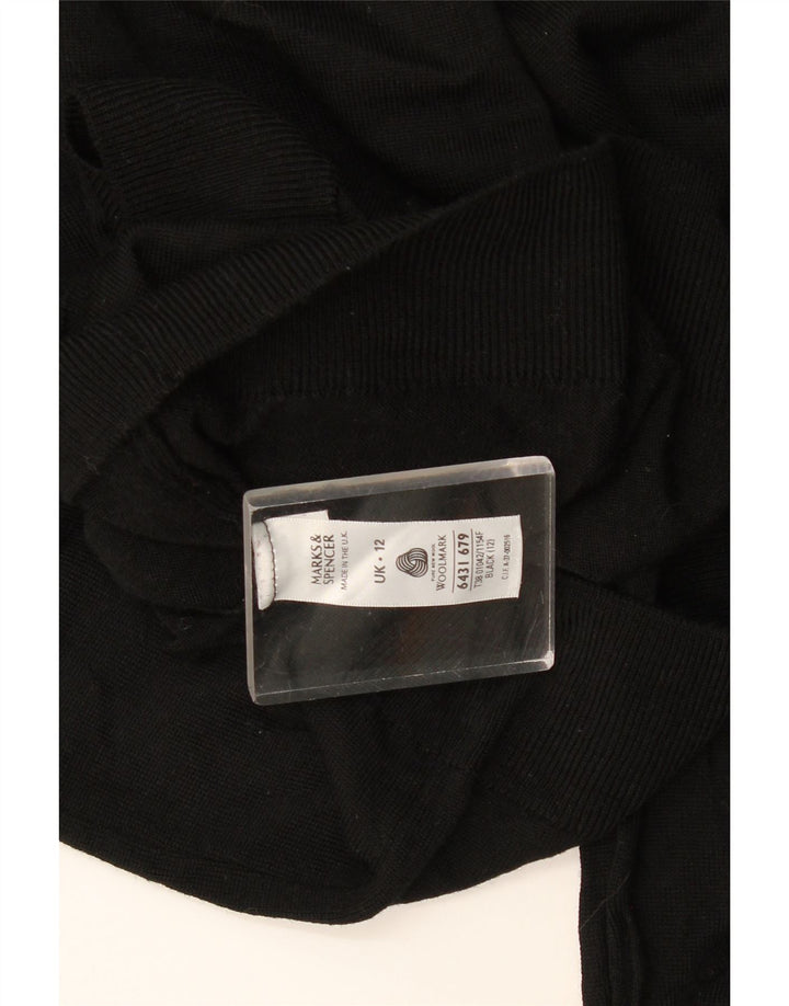 Marks & Spencer Damen-Pullover mit Rundhalsausschnitt, Gr. 12, Mittelschwarz, Schurwolle