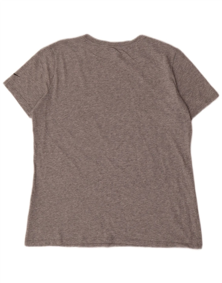 NIKE Damen Dri Fit Graphic T-Shirt Top UK 14 Mittelgraue Baumwolle