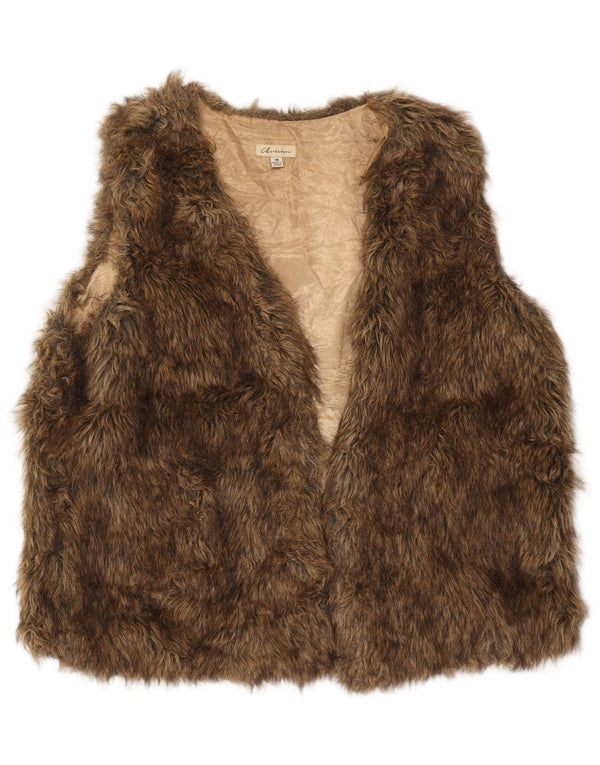 Marks & Spencer Damen Kunstpelzweste UK 18 XL Braun Acryl