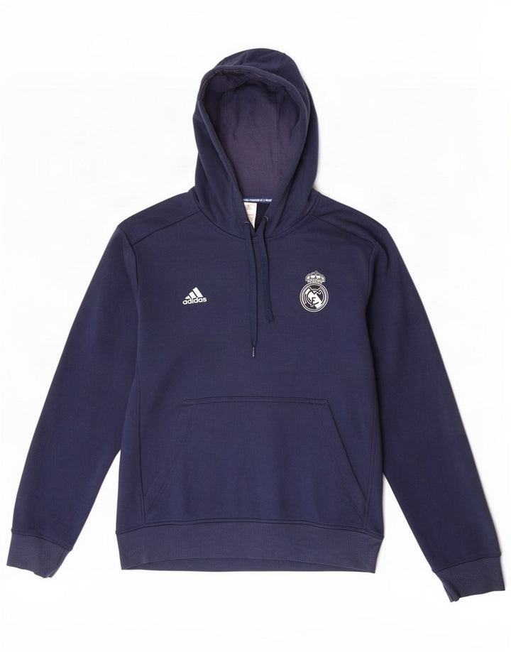 Adidas Herren Real Madrid Kapuzenpullover Mittelgroßes marineblaues Polyester
