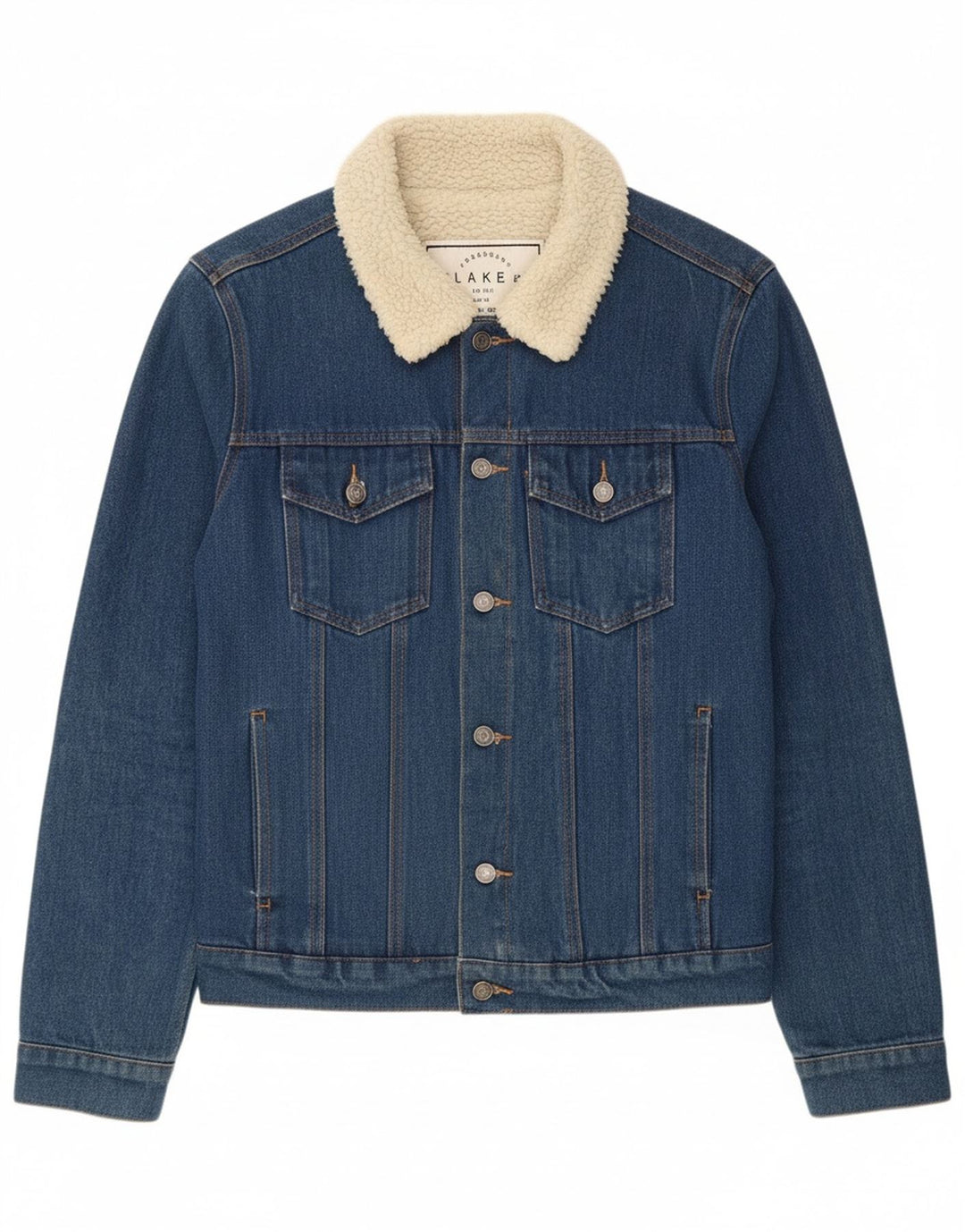 BLAKELY Mens Denim Sherpa Jacket UK 40 Large Blue Cotton