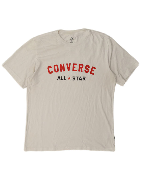 Converse Mens Graphic T-Shirt Top Large White Cotton