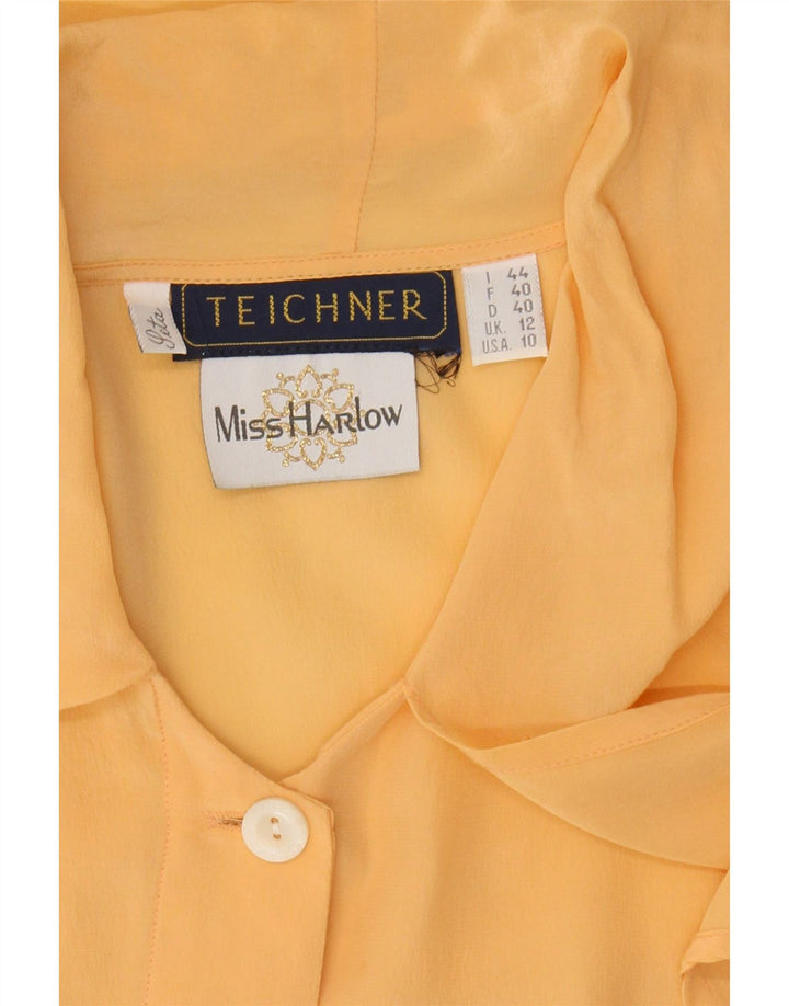 VINTAGE Womens 3/4 Sleeve Shirt Blouse UK 12 Medium  Yellow Vintage Vintage and Second-Hand Vintage from Messina Hembry 