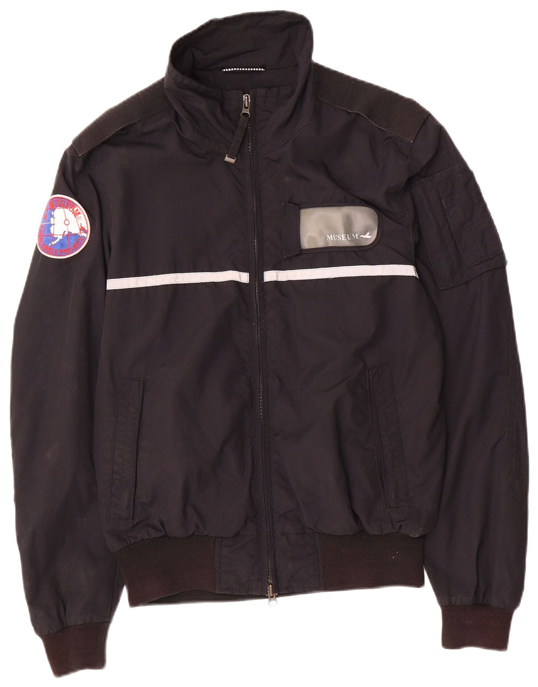 Museum Herren-Bomberjacke mit Militärgrafik, Gr. 38, mittelschwarz