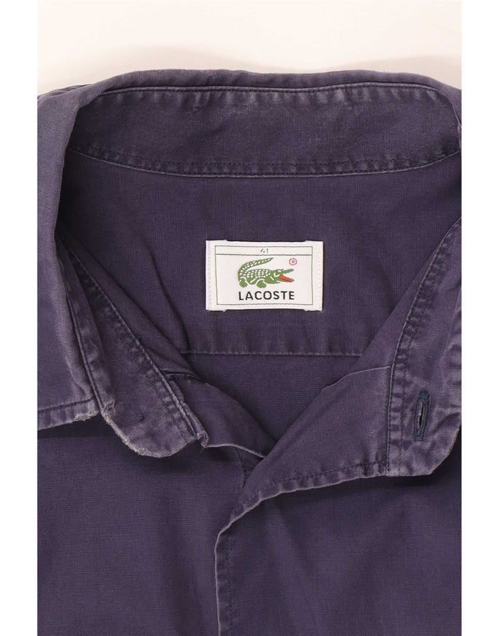 Lacoste Herrenhemd Größe 41 Große lila Baumwolle