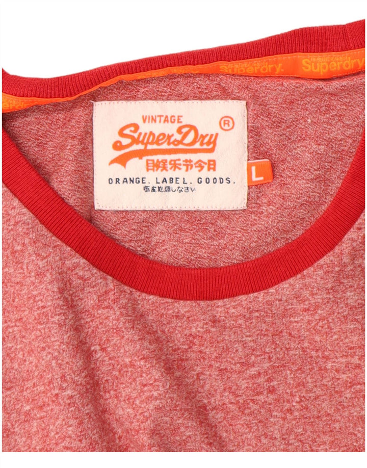 Superdry Herren T-Shirt mit Grafik, groß, rot meliert