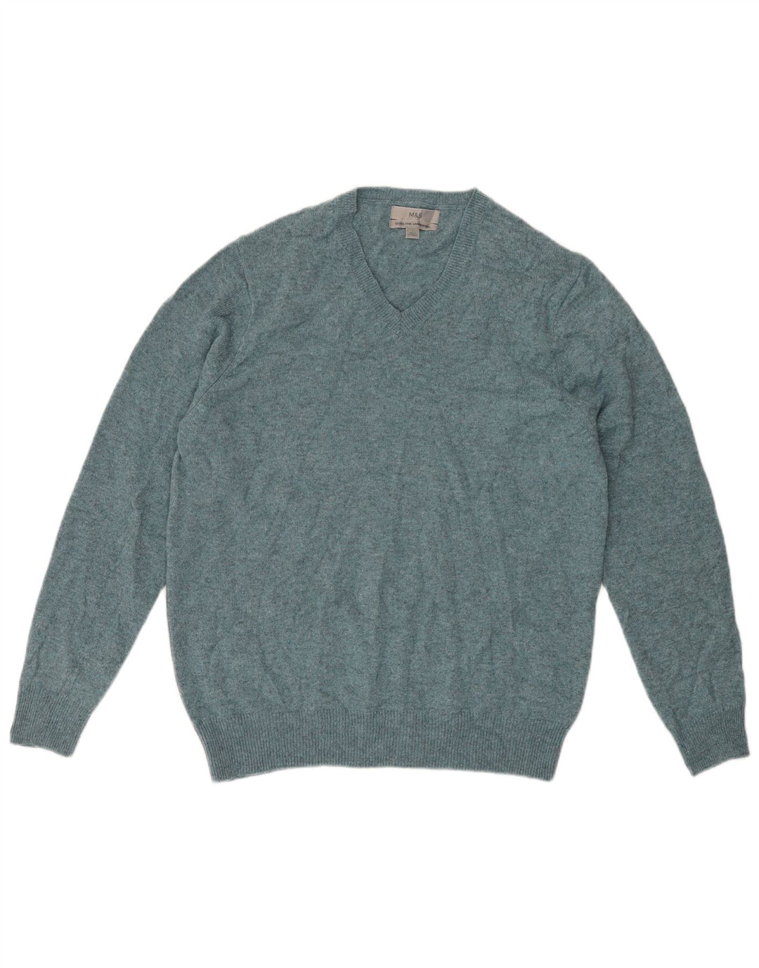 Marks & Spencer Herren-Pullover mit V-Ausschnitt, groß, grün gefleckte Wolle