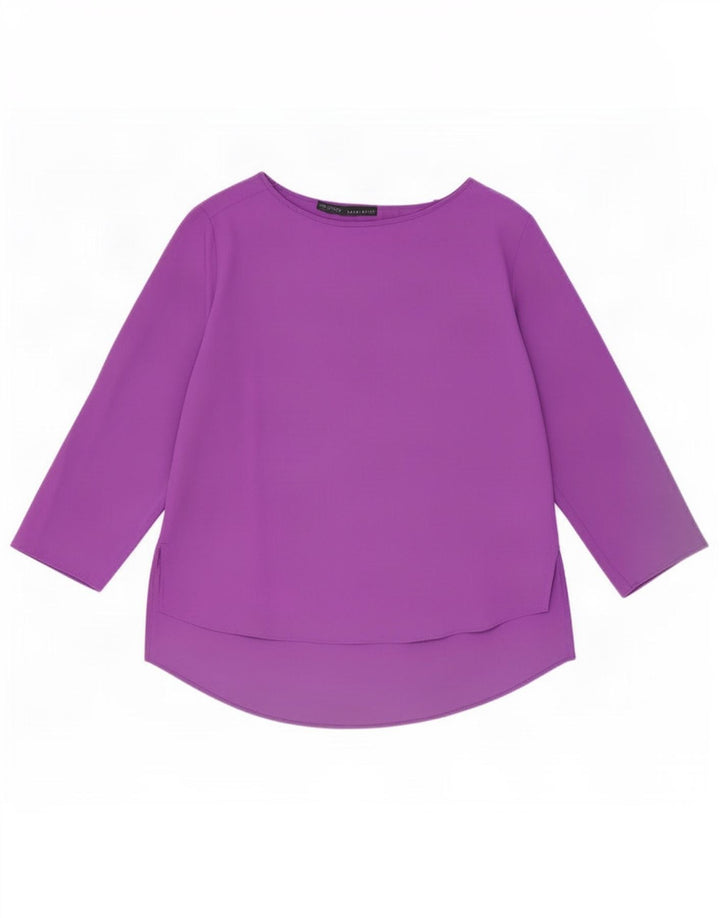Zara Damen-Top, 3/4-Ärmel, UK-Größe 16, Größe L, Lila, Polyester