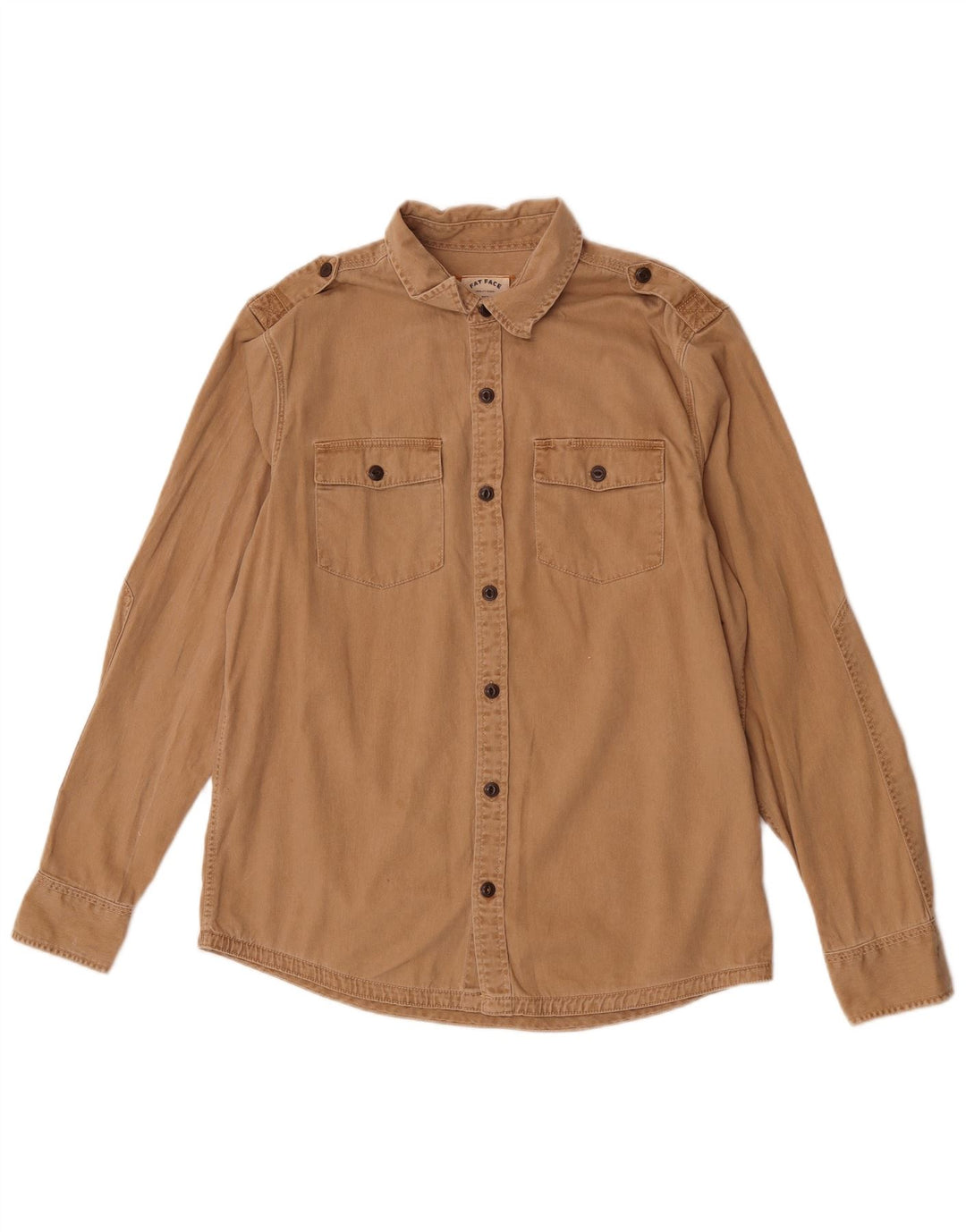 Fat Face Herren-Jeanshemd aus mittelbrauner Baumwolle