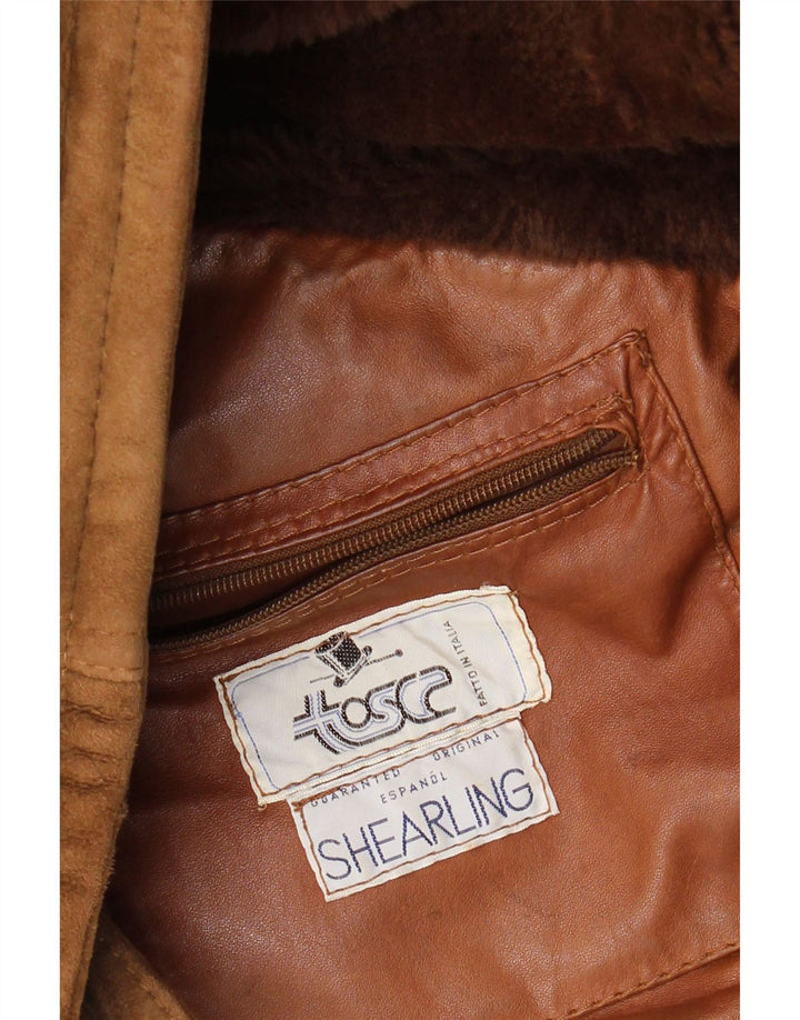 Vintage Herren Shearling Jacke UK 40 Großes braunes Shearling