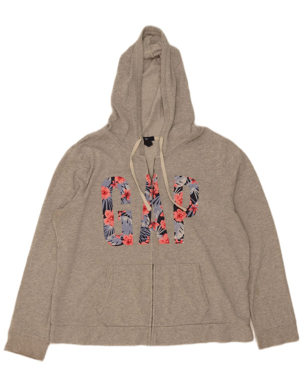 Gap Womens Graphic Zip Hoodie Pullover UK 18 XL Grau Baumwolle