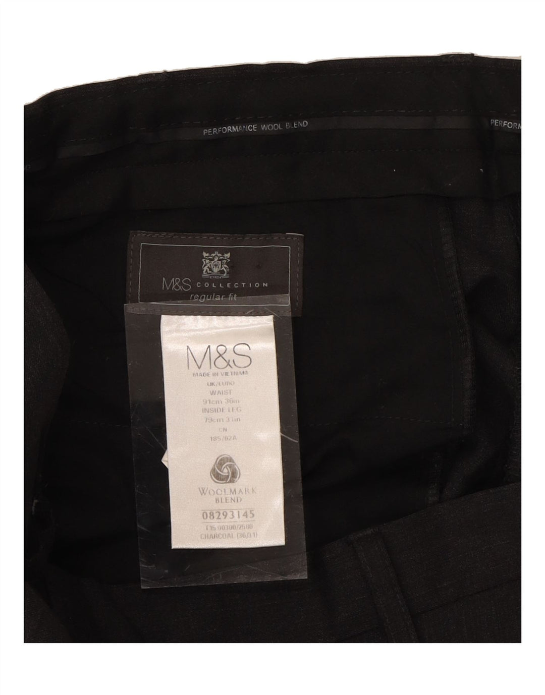 MARKS & SPENCER Mens Blue Harbour Regular Fit Suit Trousers W36 L31 Black Vintage Marks & Spencer and Second-Hand Marks & Spencer from Messina Hembry 