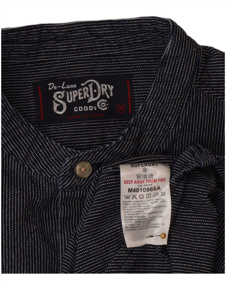 Superdry Herren-Hemd aus mittelblauem Nadelstreifen-Polyester in Marineblau