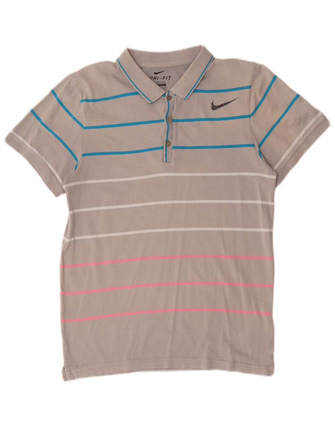 Nike Herren Dri Fit Poloshirt, klein, grau gestreift, Baumwolle