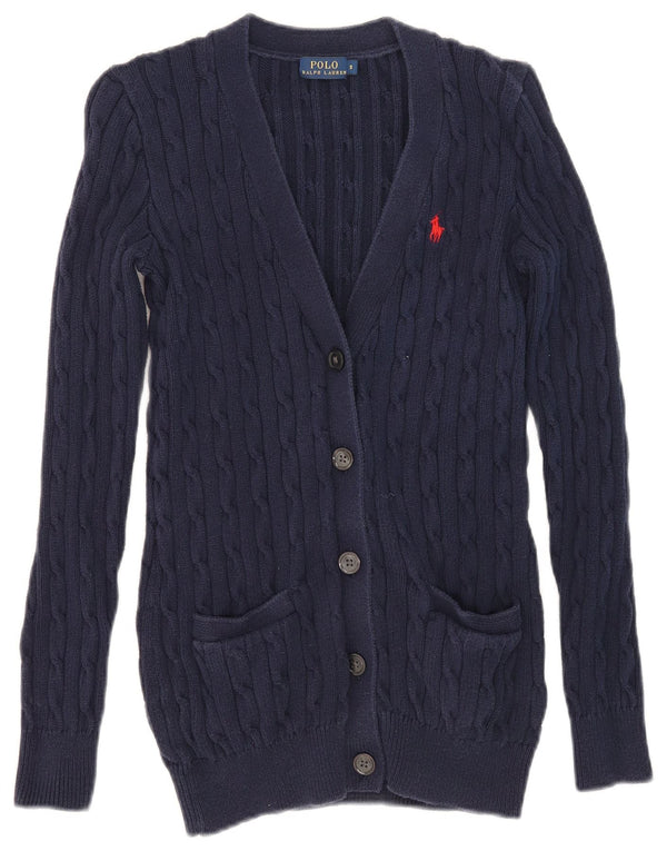 Polo Ralph Lauren Damen-Strickjacke, Größe S, Marineblau, Baumwolle, UK 10