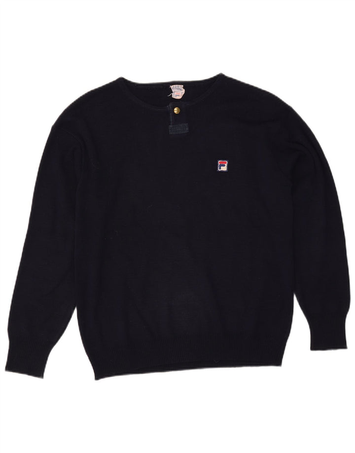 FILA Herren-Pullover mit U-Boot-Ausschnitt, Größe S, Marineblau