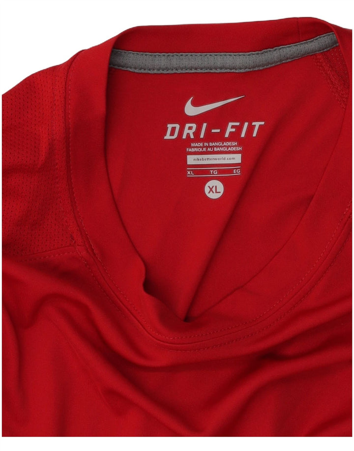 Nike Herren Dri Fit T-Shirt Top XL Rot Polyester