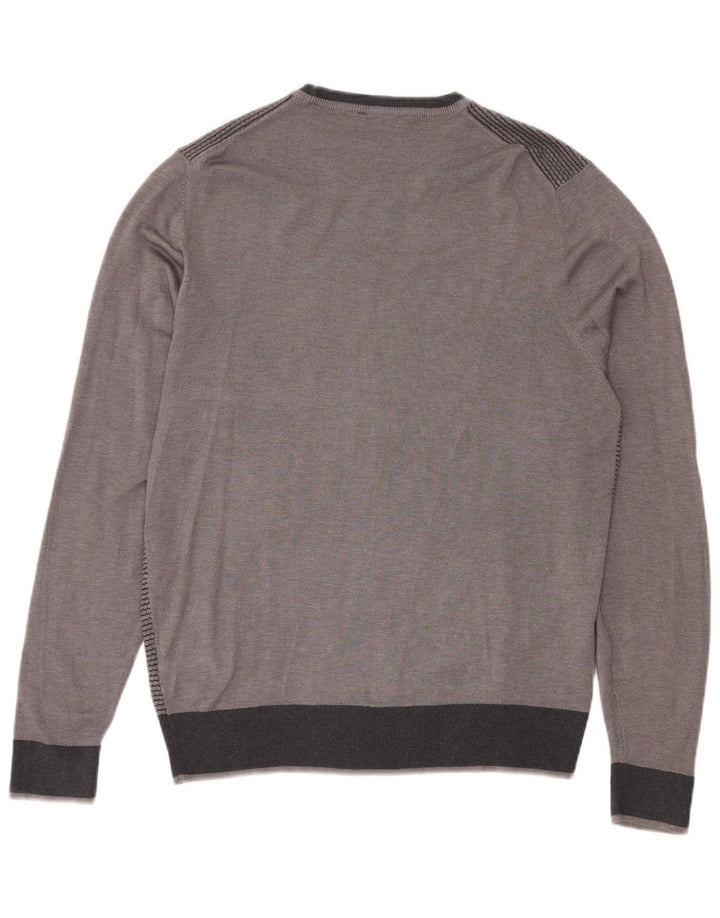 DACK'S Herren-Pullover mit Rundhalsausschnitt, groß, graue Farbblock-Viskose