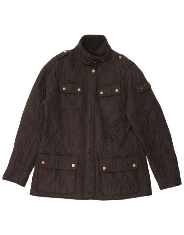 Barbour Damen Militär-Steppjacke UK 14 Large Schwarz Polyester