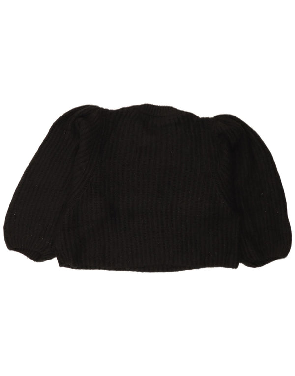 Topshop Damen-Pullover, bauchfrei, übergroß, Rundhalsausschnitt, Gr. 14, mittelschwarz