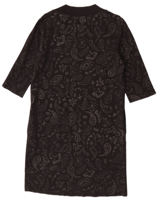 Diesel Damen-Pulloverkleid mit 3/4-Ärmeln, UK-Größe 44, mittelschwarz, Paisley-Baumwolle