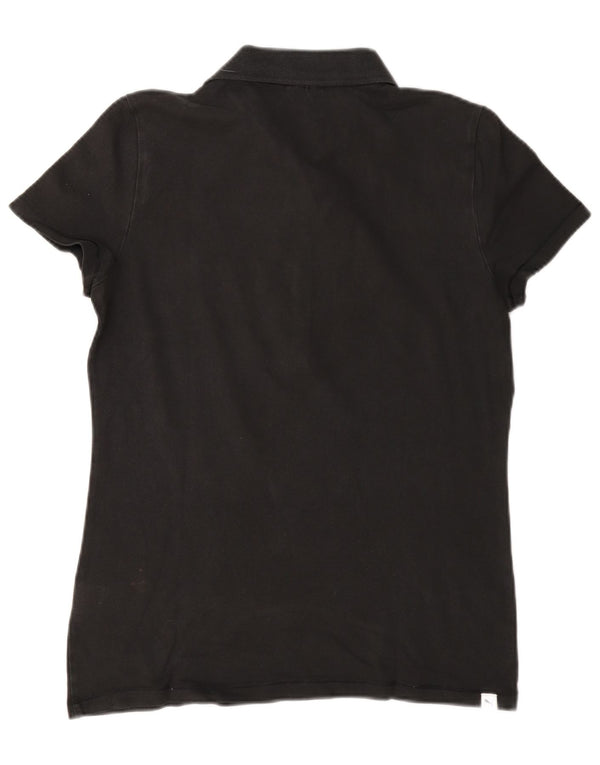 Puma Damen Poloshirt UK 14 Large Schwarz Baumwolle