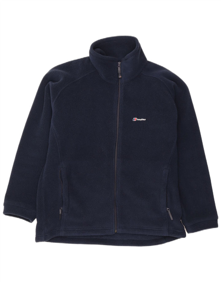 BERGHAUS Womens Oversized Fleece Jacket UK 16 Large Navy Blue Polyester
