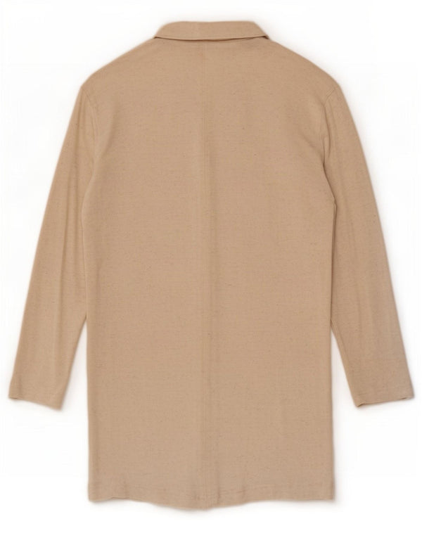 Benetton Damen Longline-Cardigan-Pullover UK 14 Mittelbeige meliert