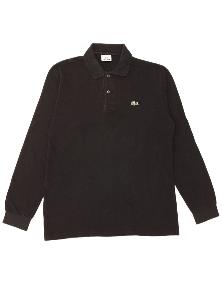 Lacoste Herren-Langarm-Poloshirt, Größe 4, mittelgroß, schwarze Baumwolle