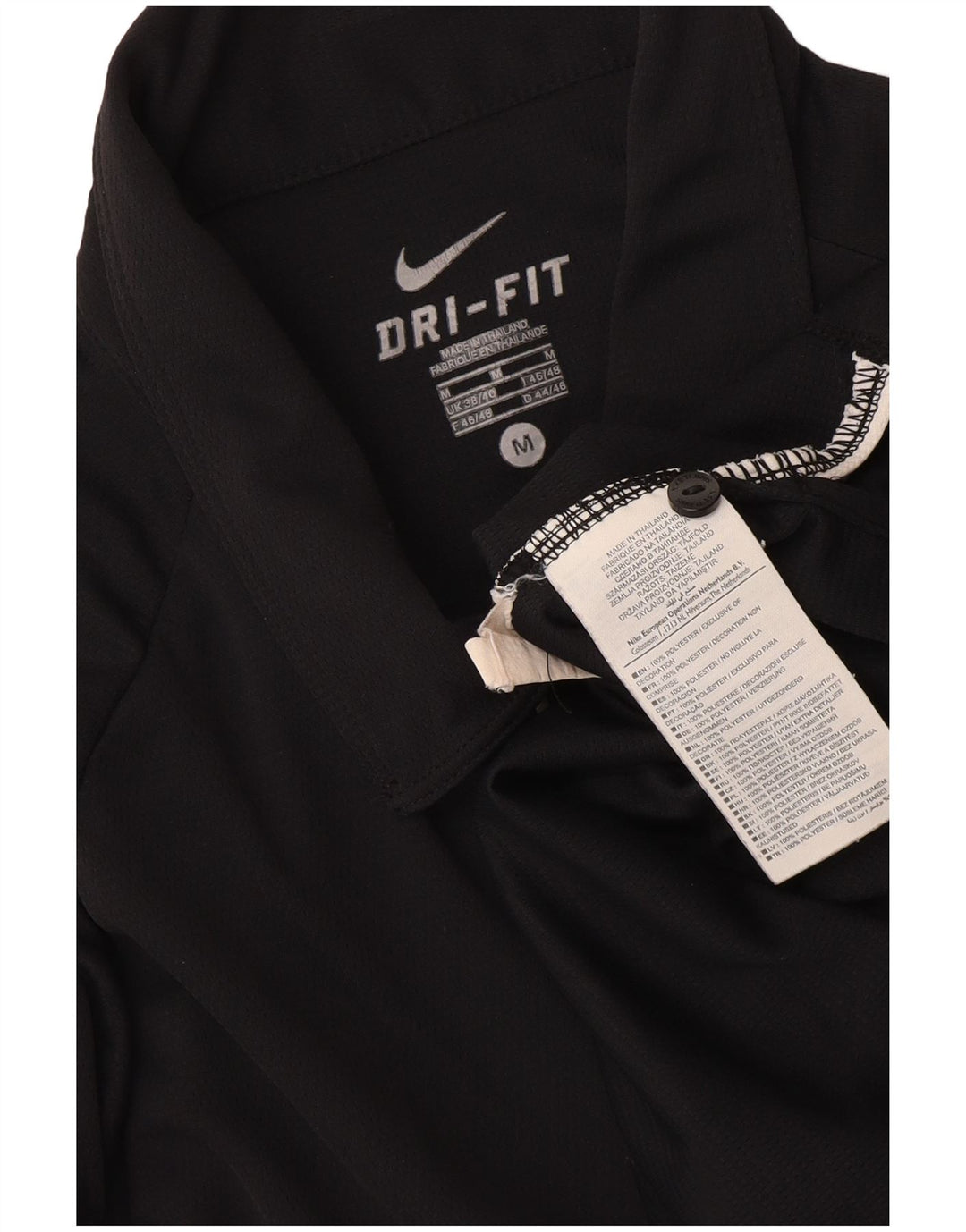Nike Herren Dri Fit Poloshirt UK 38/40 Mittelschwarzes Colourblock-Polyester