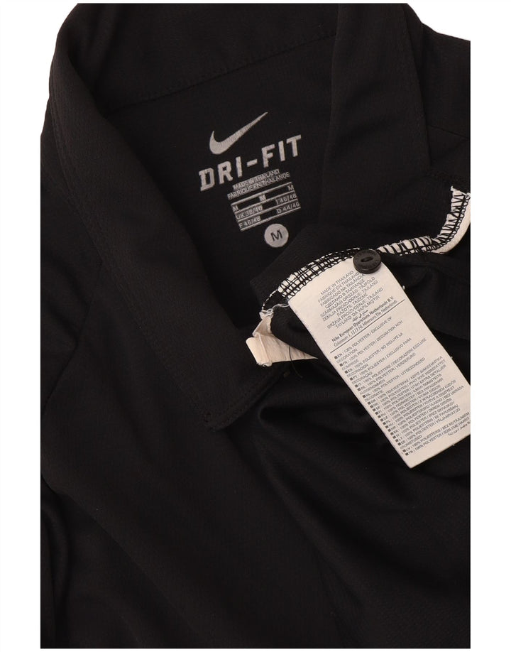Nike Herren Dri Fit Poloshirt UK 38/40 Mittelschwarzes Colourblock-Polyester