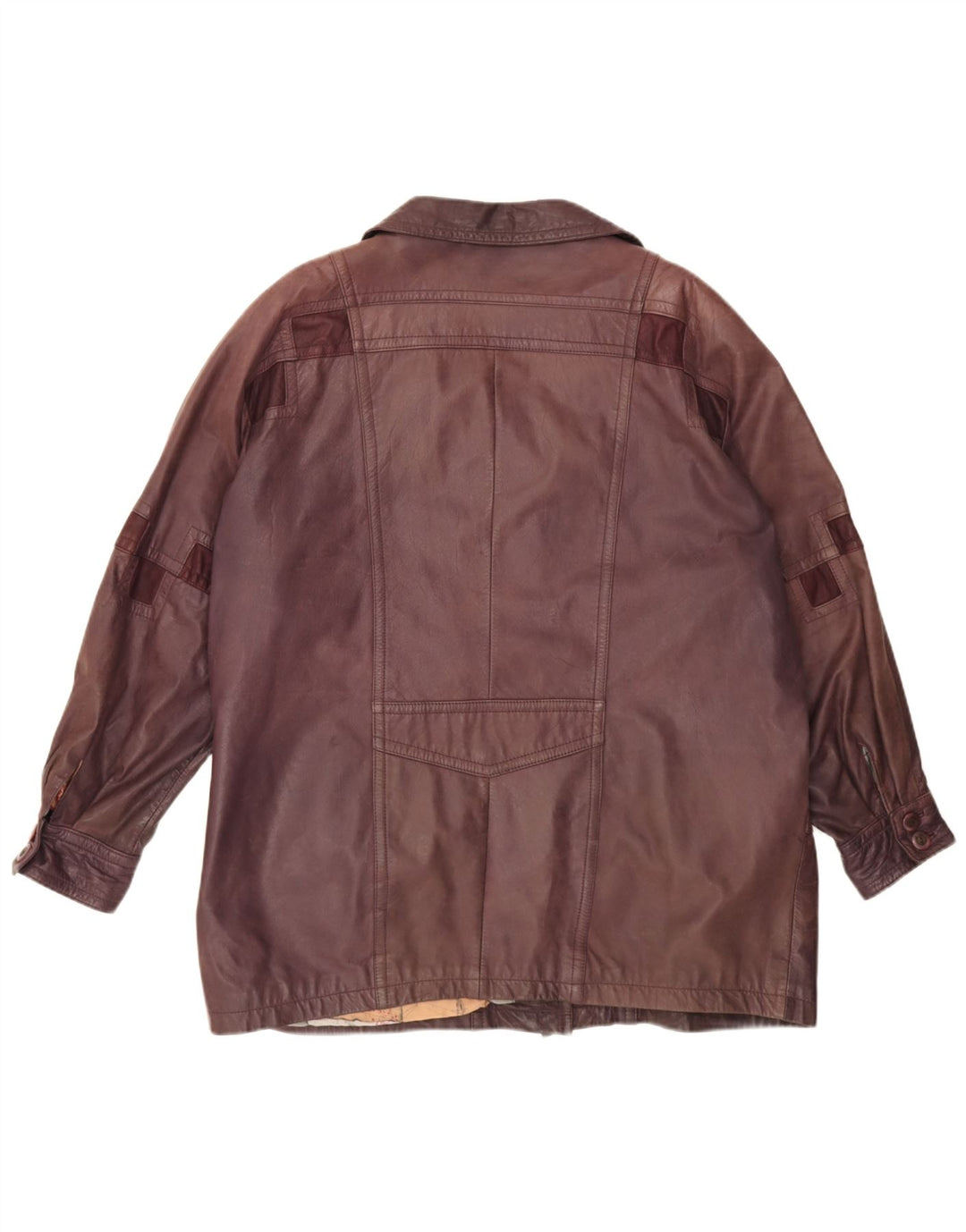 Vintage Damen Lederjacke IT 46 Large Burgund Geometrisch