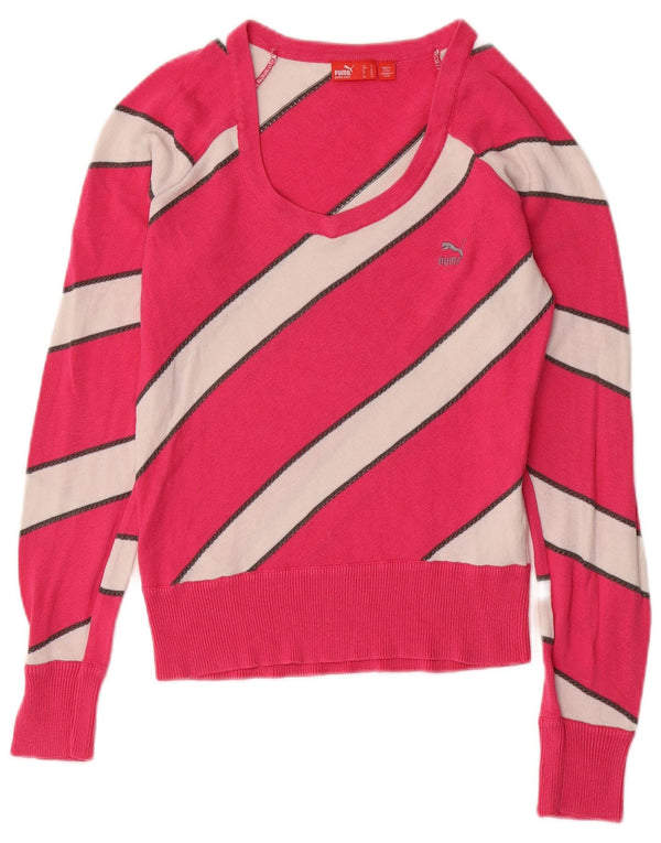 PUMA Damen-Pullover mit U-Boot-Ausschnitt, Gr. 10, klein, Rosa, Farbblock