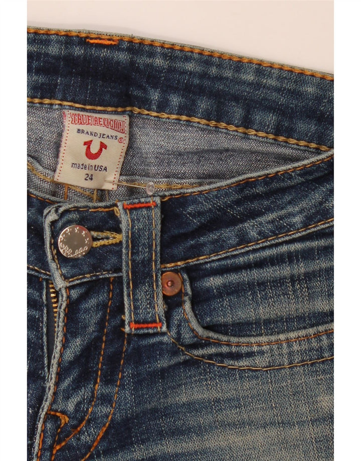 TRUE RELIGION Gerade Damenjeans W24 L32 Marineblaue Baumwolle