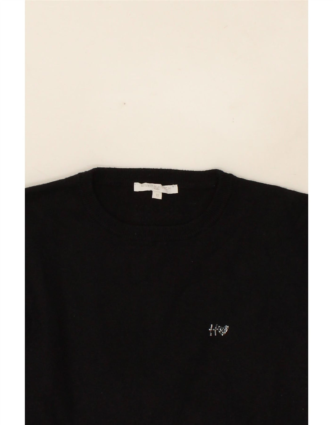 SILVIAN HEACH Womens Crew Neck Jumper Sweater UK 10 Small Black Vintage Silvian Heach and Second-Hand Silvian Heach from Messina Hembry 