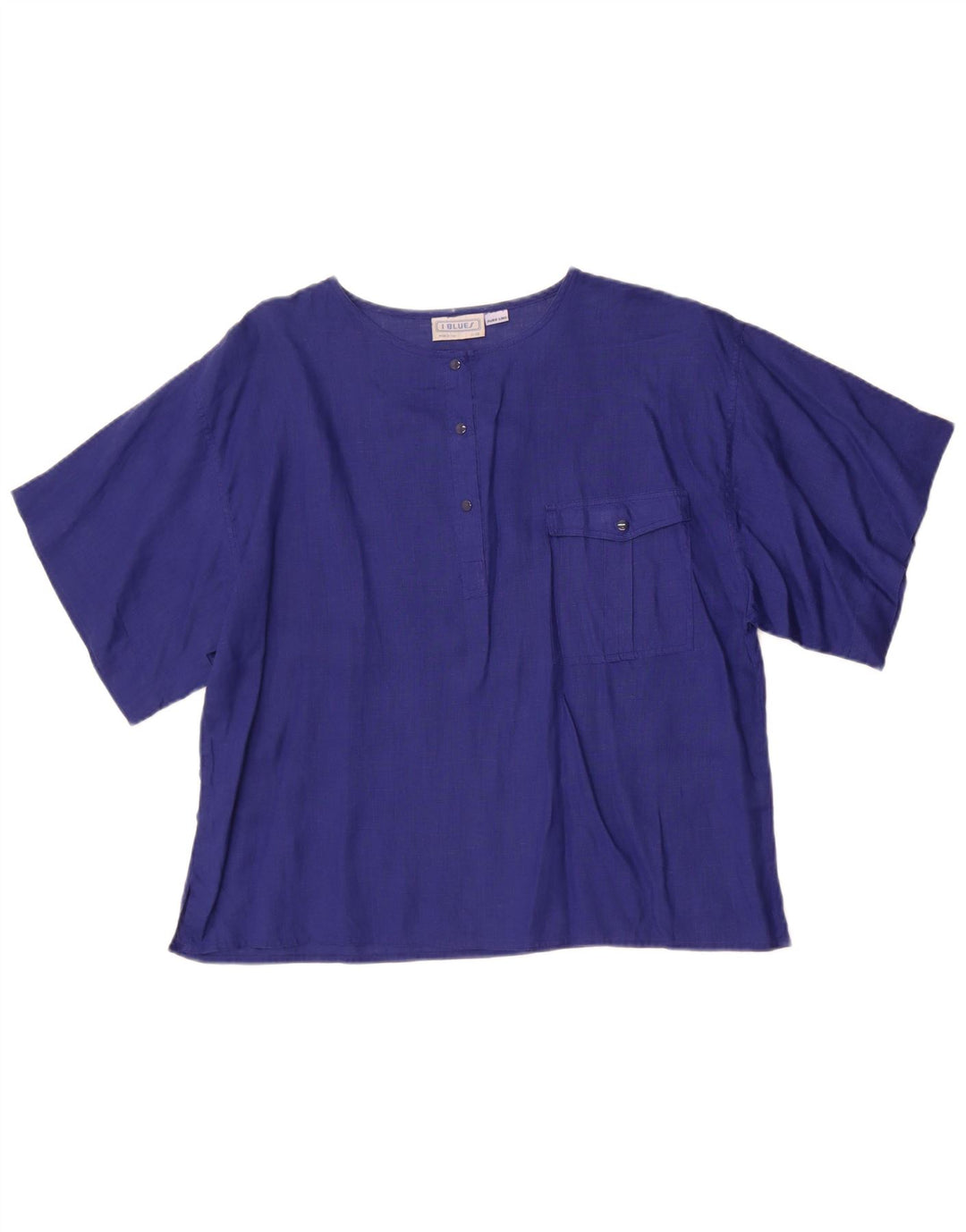 i Blues Damen Bluse Top IT 48 XL Blaues Leinen