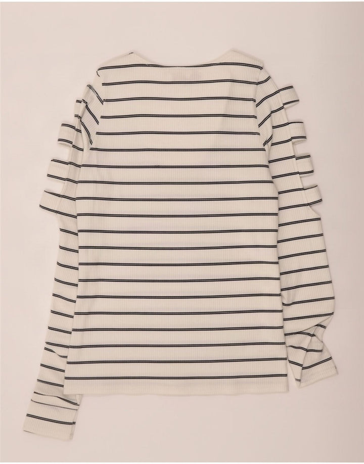 Guess Damen Top Langarm UK 14 Large Weiß gestreift
