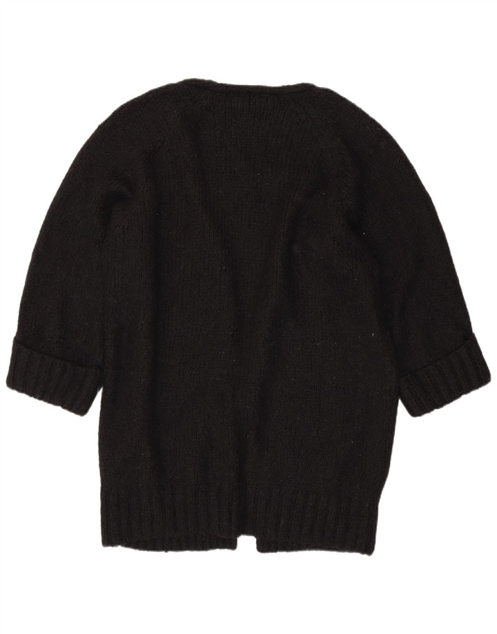 ZARA Damen-Strickjacke, übergroß, lang geschnitten, offen, Gr. 10, Schwarz