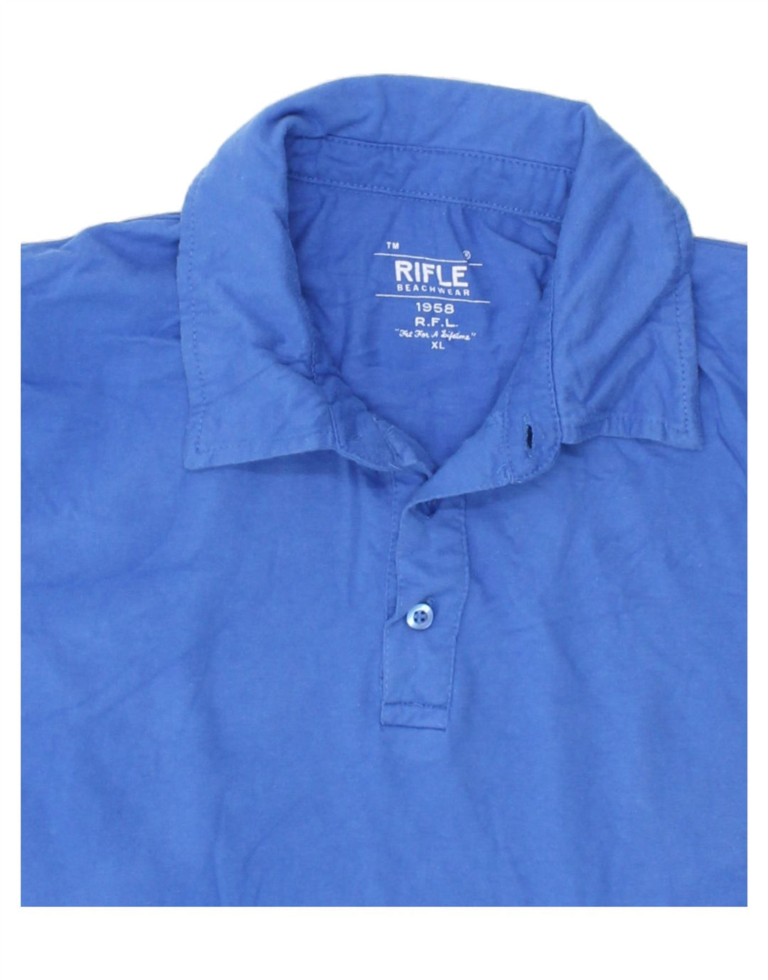 RIFLE Mens Graphic Polo Shirt XL Blue Cotton Vintage Rifle and Second-Hand Rifle from Messina Hembry 