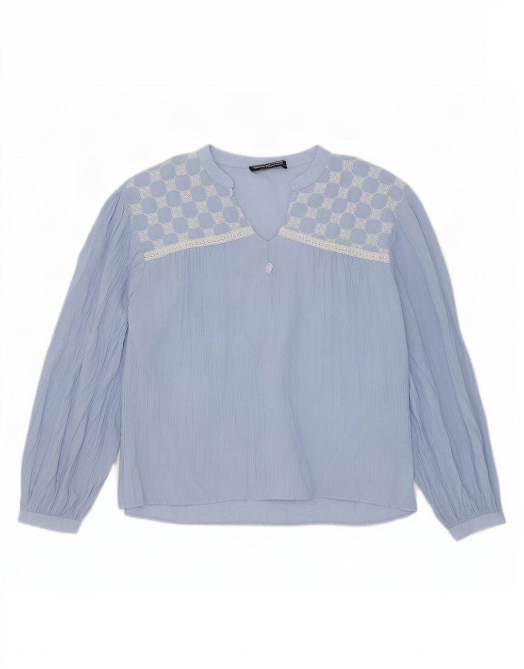 Langärmliges, übergroßes Blusenoberteil für Damen von Zara, UK 18, XL, blau, geometrisch