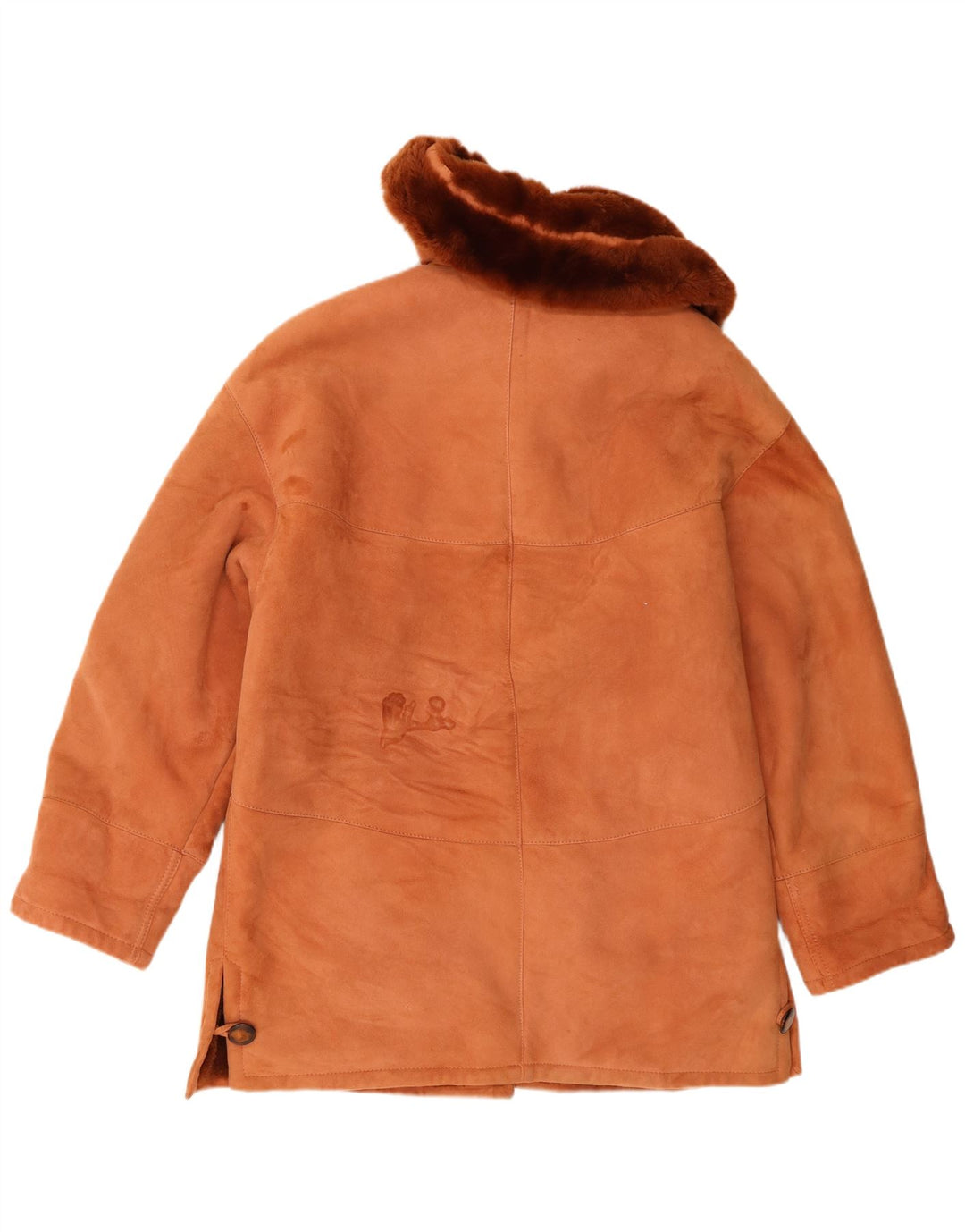 Vintage Damen Lammfelljacke mit Kapuze UK 16 Large Beige
