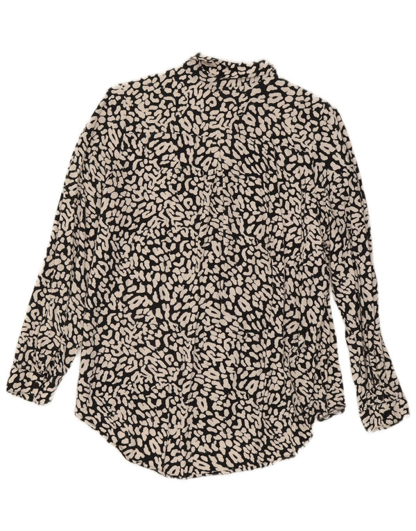Marks & Spencer Damen-Hemdbluse, UK 10, Größe S, Schwarz, Viskose mit Animal-Print