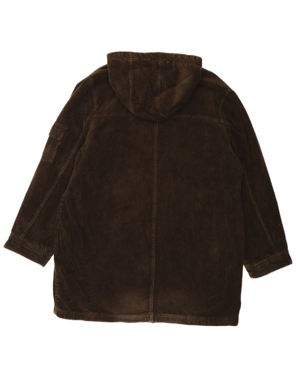 EDDIE BAUER Damen Übergroßer Cordmantel mit Kapuze, UK 16, große Khaki-Baumwolle