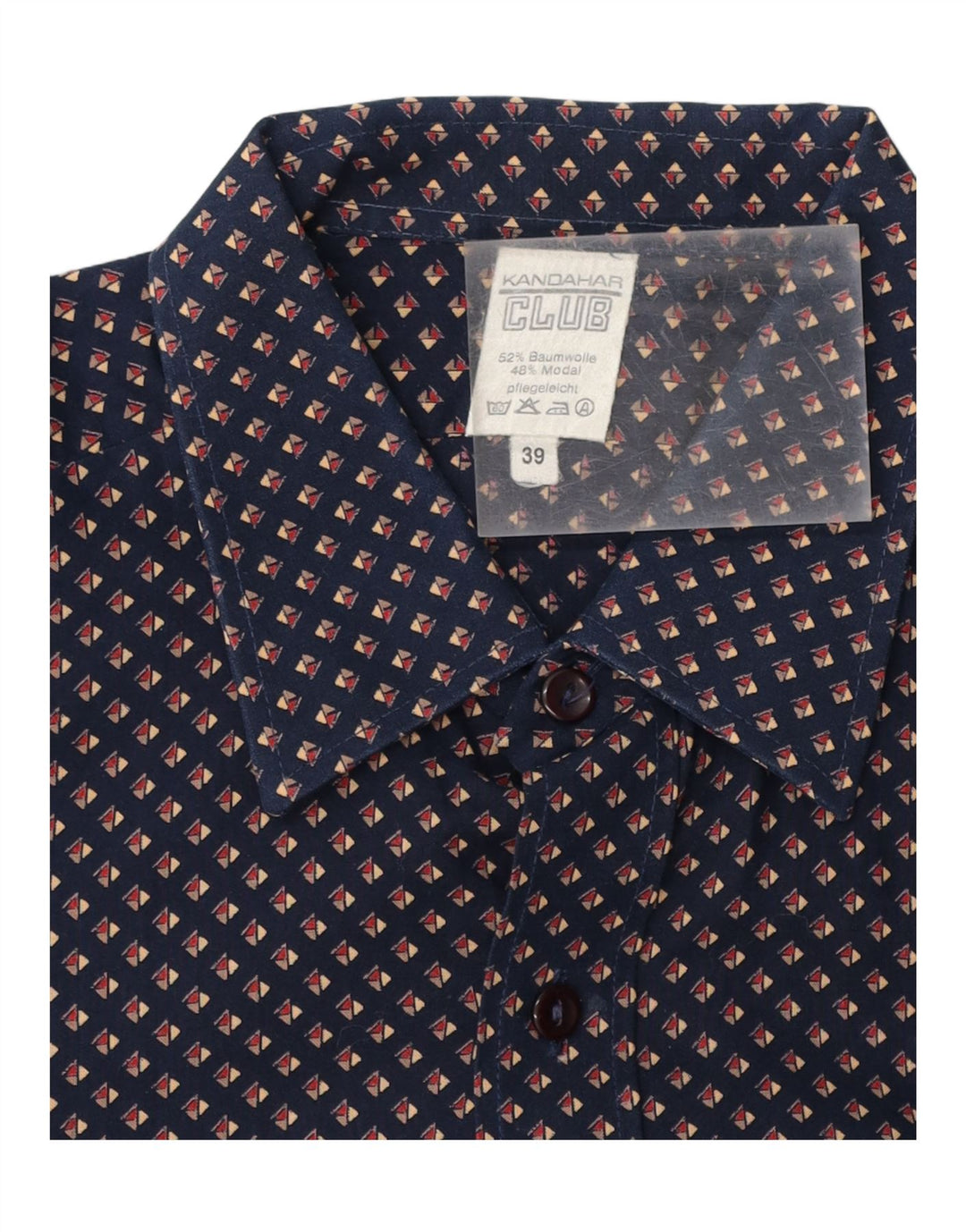 KANDAHAR Mens Shirt Size 39 Medium Navy Blue Spotted Cotton Vintage Kandahar and Second-Hand Kandahar from Messina Hembry 