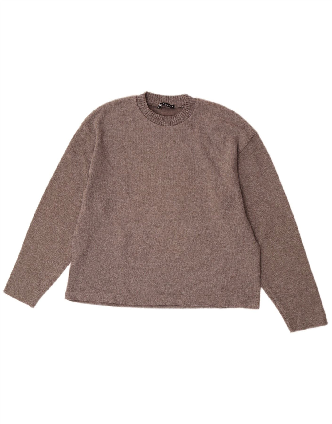 Zara Damen-Pullover, übergroß, Rundhalsausschnitt, Gr. 10, Größe S, braun, Polyester