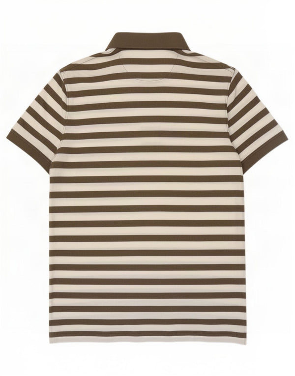 Massimo Dutti Herren-Poloshirt, groß, braun gestreift, Baumwolle