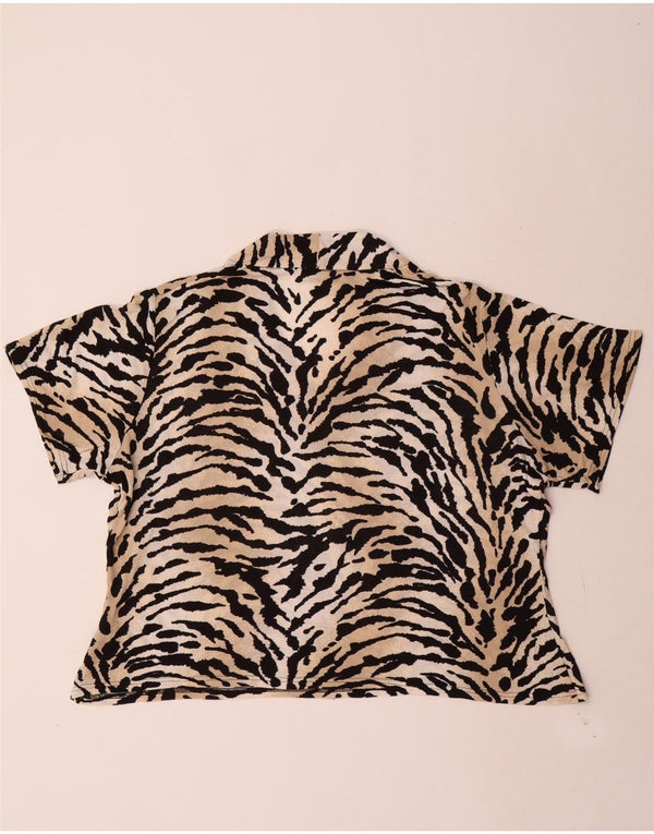 Marks & Spencer Damen T-Shirt Top UK 20 2XL Beige Viskose mit Animal-Print